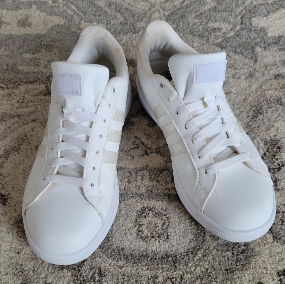 Adidas Neo Cloudfoam Advantage White/Pearl/Iridescent Sneakers Shoes, 9.5